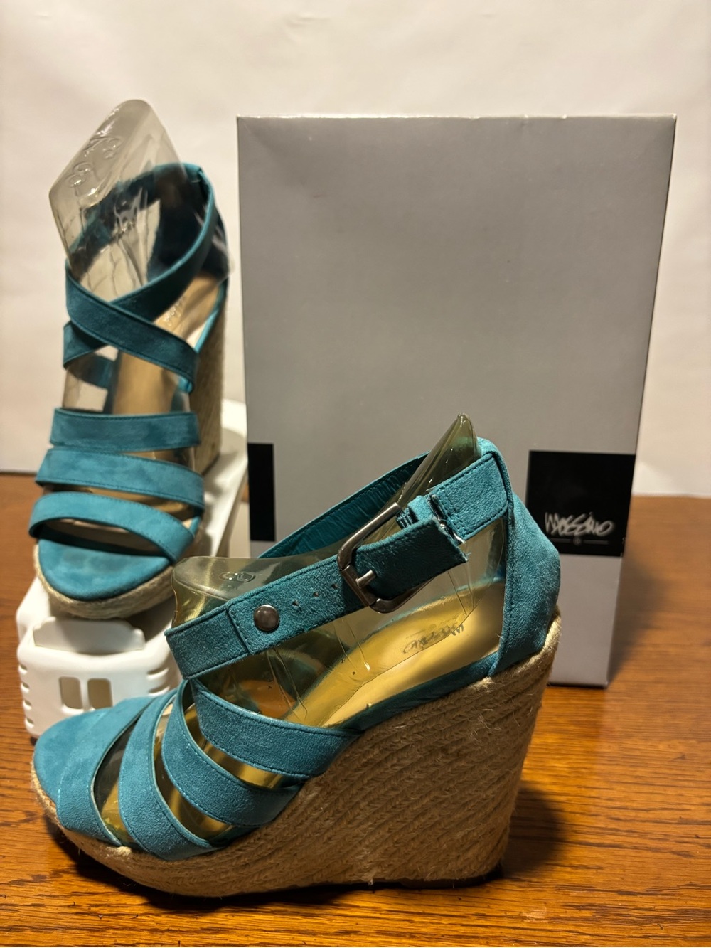 Mossimo Supply Co. Teal Strappy Espadrille Wedge Sandals